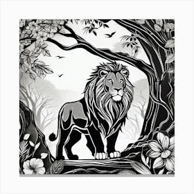 Lion In The Forest 33 Canvas Print