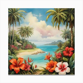 Hawaiian Beach art print Canvas Print