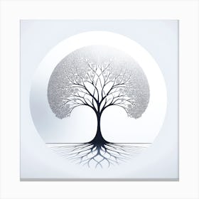 "Circular Solitude" - This artwork is a minimalist marvel, a single tree delicately rendered in black and white, encapsulated within a perfect circle. Its branches and roots mirror each other, creating a flawless symmetry that speaks to the balance of life above and below the surface. This piece is an emblem of solitude, reflection, and the eternal cycles of nature. It's an ideal choice for those seeking a touch of simplicity and elegance, offering a serene and contemplative presence in any modern or minimalist decor. Let "Circular Solitude" bring a sense of calm and poise to your space, embodying the quiet strength and enduring grace of the natural world. Canvas Print