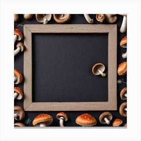 Mushroom Frame On Black Background Canvas Print