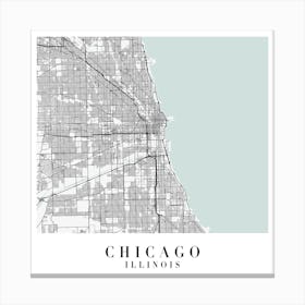 Chicago Illinois Street Map Minimal Color Square Canvas Print