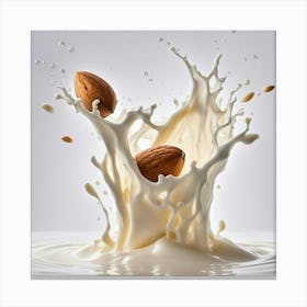 Almonds In Milk Splash Canvas Print