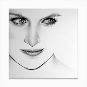 Princess Diana Minimal Portrait Black and White Drawing Canvas Print