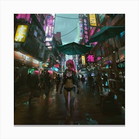 Girl In A Cyberpunk City Canvas Print