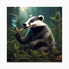 Badger Smoking A Cigarette Canvas Print