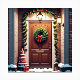 Christmas Decoration On Home Door Mysterious (6) Canvas Print