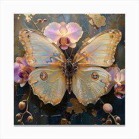 Butterfly With Orchids 6 Canvas Print