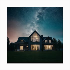 Milky House At Night Canvas Print