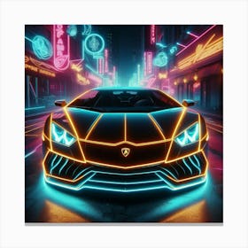 Neon Lamborghini 1 Canvas Print