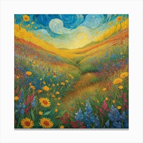 Sunflowers In The Meadow 1 Canvas Print