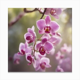 A Blooming Orchid Blossom Tree With Petals Gently Falling In The Breeze 2 Canvas Print