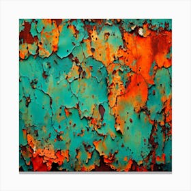 Enhanced Cracked and Rusted Paint Texture Surface: A Captivating Visual Experience. Canvas Print