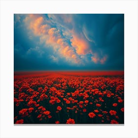 Poppy Field At Sunset Canvas Print