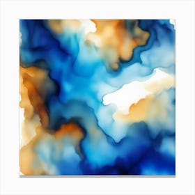 Beautiful cobalt sapphire abstract background. Drawn, hand-painted aquarelle. Wet watercolor pattern. Artistic background with copy space for design. Vivid web banner. Liquid, flow, fluid effect. Canvas Print