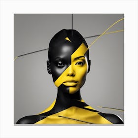 Black And Yellow Woman Canvas Print