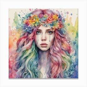 Girl With Colorful Hair Canvas Print