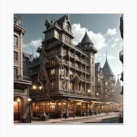 Steampunk Street Resort Canvas Print