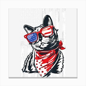 Limited Edition Cat 4th Of July Women Catlover American Flag Canvas Print