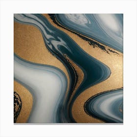 Gold And Blue Swirls 1 Canvas Print