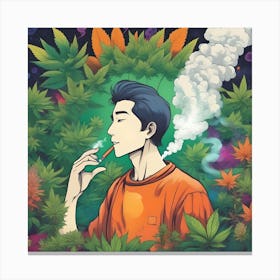Young Man Smoking Marijuana 1 Canvas Print