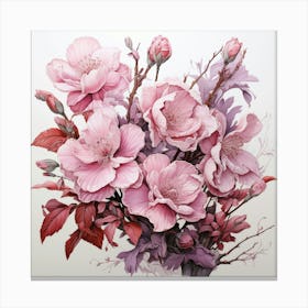 Pink Flowers In A Vase Canvas Print