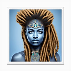Blue Woman With Dreadlocks 1 Canvas Print