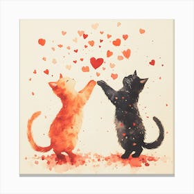 Dancing Cats Under Falling Heart 8 Canvas Print