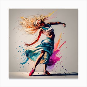 Dancer With Colorful Splashes 2 Canvas Print