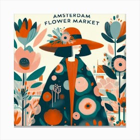 Abstract Woman in Amsterdam Flower Market Canvas Print