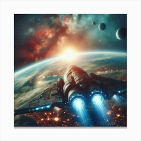 Spaceship In Space Canvas Print