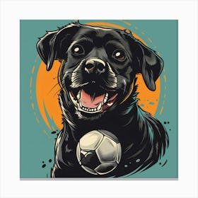 Black Labrador Dog With Soccer Ball Canvas Print