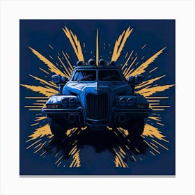 Car Blue Artwork Of Graphic Design Flat (127) Canvas Print