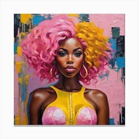 'Black Girl With Pink Hair' 1 Canvas Print