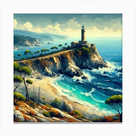 Lighthouse On The Cliff 2 Canvas Print