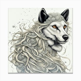 Wolf ink painting Canvas Print