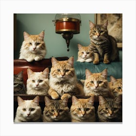 Photoreal Collection Of Cats Kitsch 6 Art Print Canvas Print