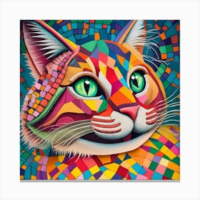 Cute Colourful Mixed Up Cat Canvas Print