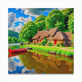 Cottage By The Water Canvas Print