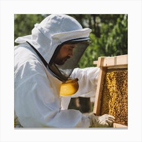 Beekeeper Inspecting Hive 5 Canvas Print