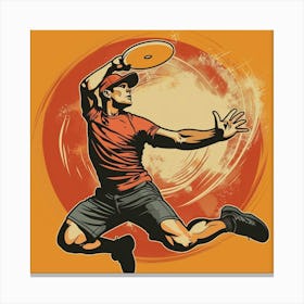 Frisbee Player In The Air Canvas Print