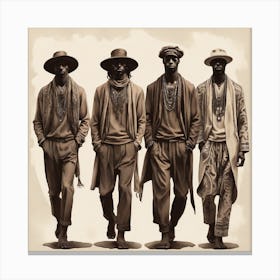 Silhouettes of men in boho style 2 Canvas Print