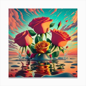 Roses In The Water 2 Canvas Print