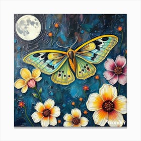 Butterfly And Flowers 3 Canvas Print