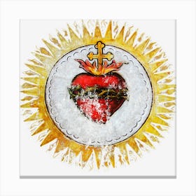 Sacred Heart Of Jesus Christ Vintage Christian Canvas Print