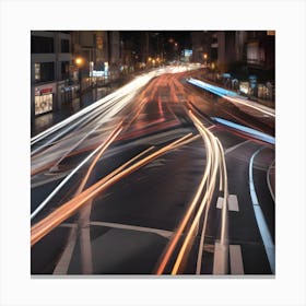 Long Exposure Of A City At Night 1 Canvas Print