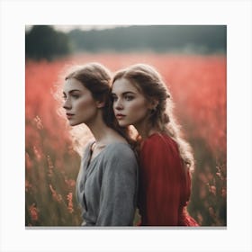 Two Girls In A Field Canvas Print