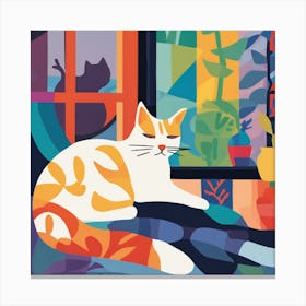 Matisse Inspired Open Window Cat Art Print 2 Canvas Print