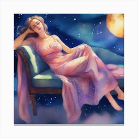 Girl Sleeping On A Couch Canvas Print