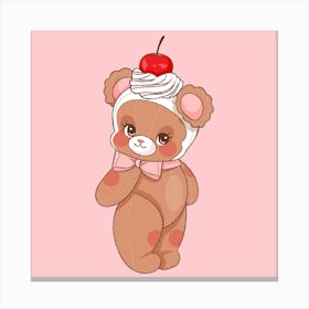 Cute Cherry Teddy Bear 1 Canvas Print