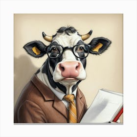 Cow In Business Suit 3 Canvas Print